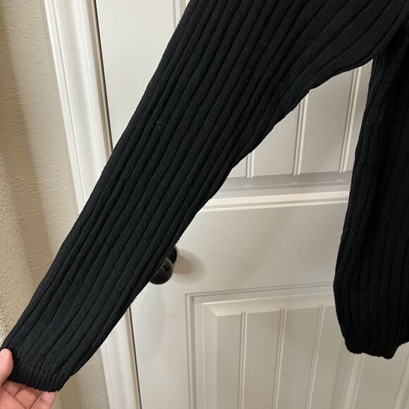 Brandini Men's Size L Crewneck Long Sleeve Ribbed Sweater 100% New Wool Black - Picture 6 of 10